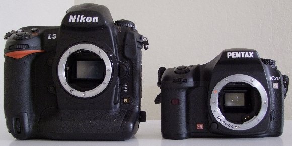 Nikon D3 and Pentax K20D Side-by-side