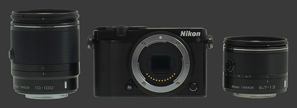 Nikon 1 J5 and lenses covering 18-270mm.