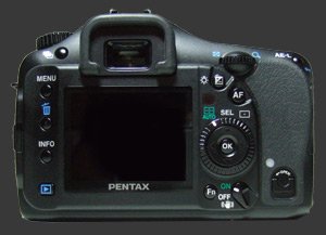 Pentax K10D back view