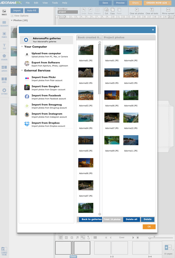 AdoramaPix File Selection