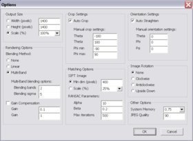 AutoStitch Options Panel